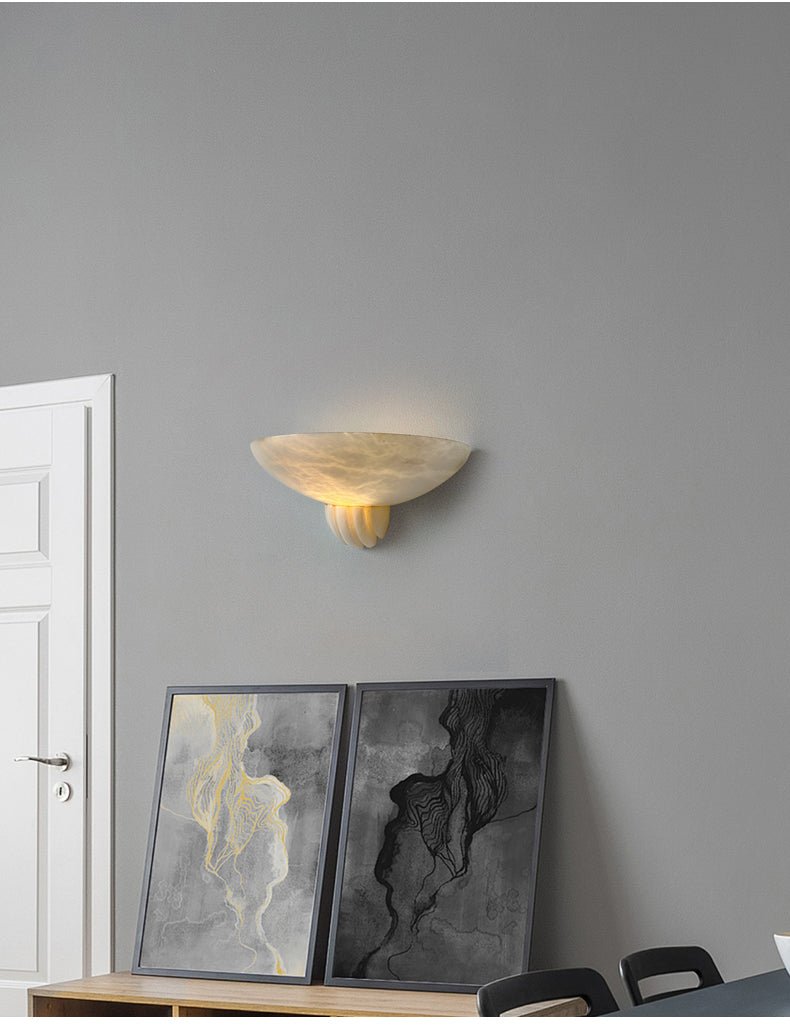 Rare Alabaster Bowl LED Wall Sconce – wall sconce view 13