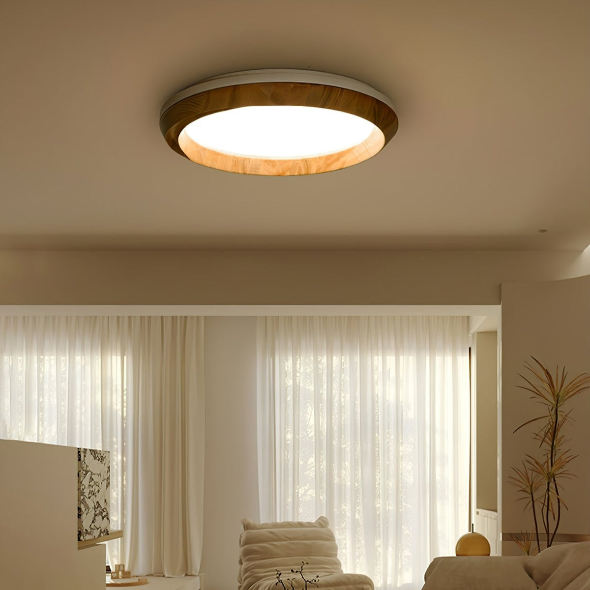 Ripple Round Wood LED Ceiling Light - product view 2