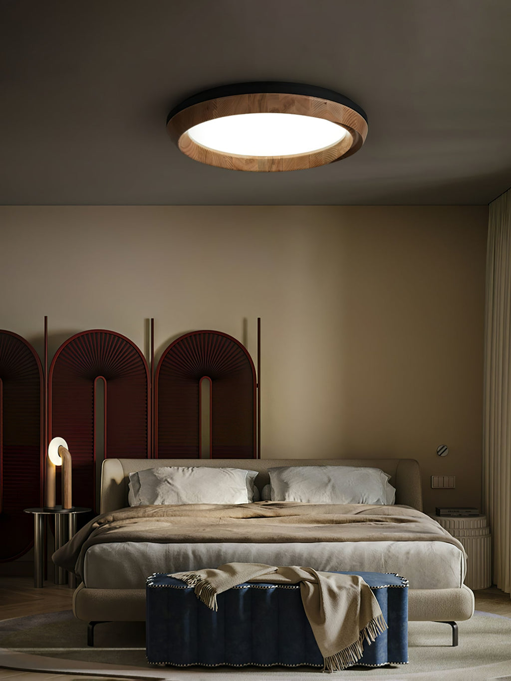 Ripple Round Wood LED Ceiling Light - product view 7