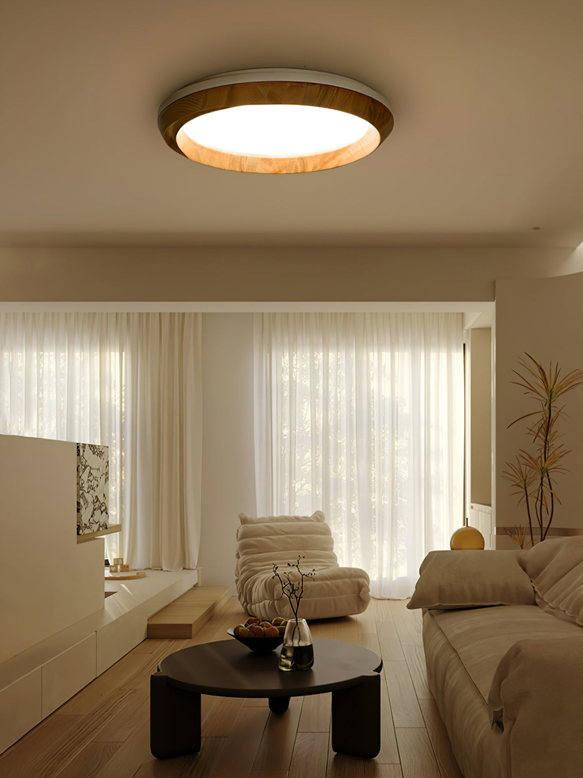 Ripple Round Wood LED Ceiling Light - product view 8