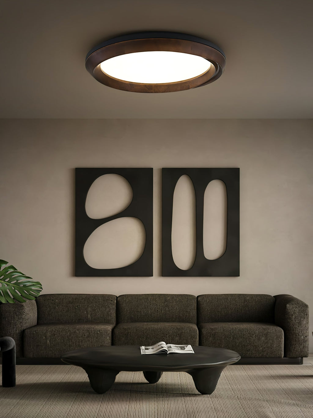 Ripple Round Wood LED Ceiling Light - product view 9