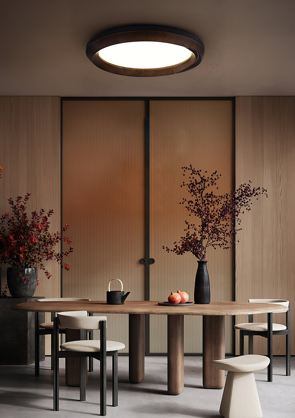Ripple Round Wood LED Ceiling Light - product view 12