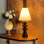 Ripple Sculpted Wood and Fabric Table Lamp - product view 2