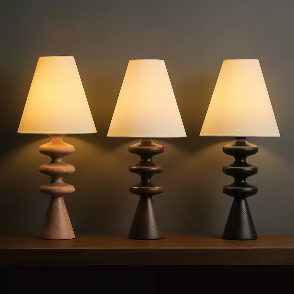 Ripple Sculpted Wood and Fabric Table Lamp - product view 4