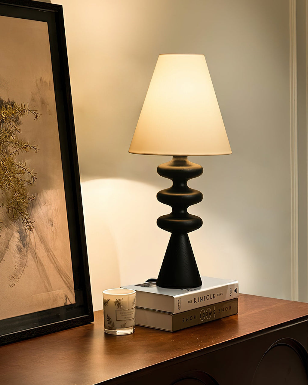 Ripple Sculpted Wood and Fabric Table Lamp - product view 5