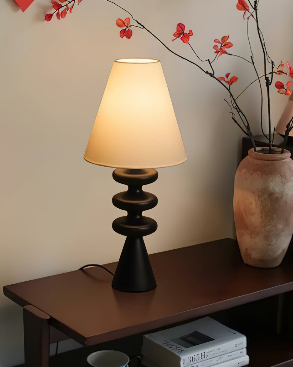 Ripple Sculpted Wood and Fabric Table Lamp - product view 7