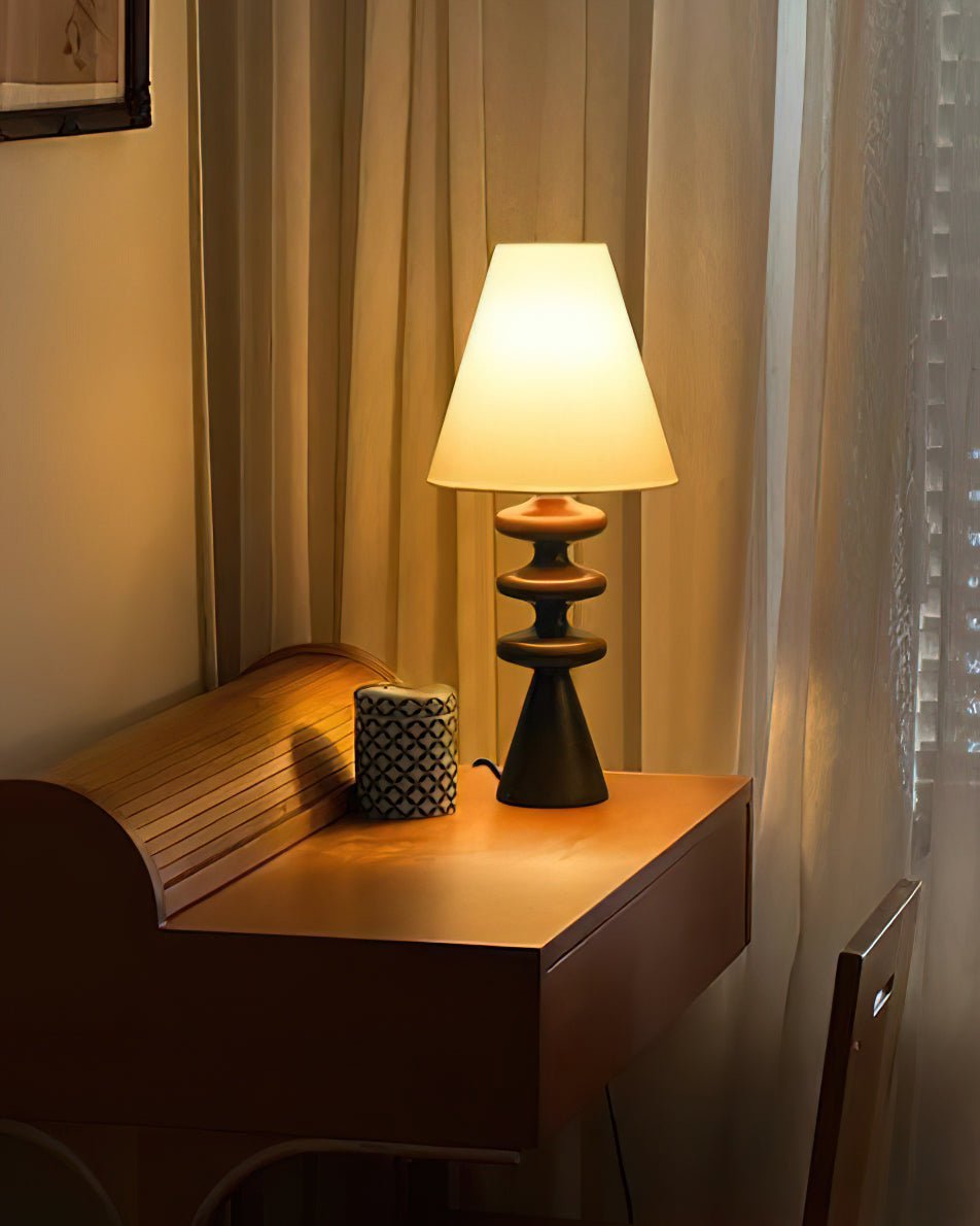 Ripple Sculpted Wood and Fabric Table Lamp - product view 9