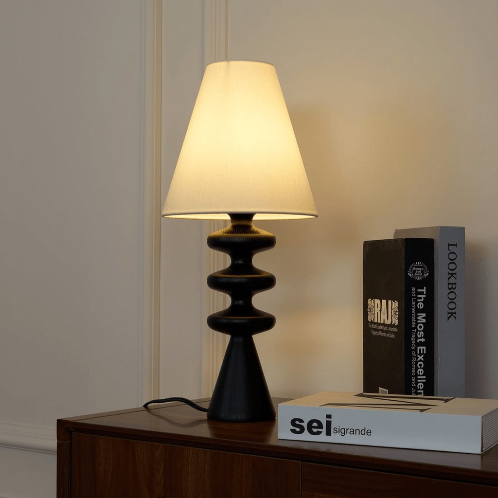 Ripple Sculpted Wood and Fabric Table Lamp - product view 13
