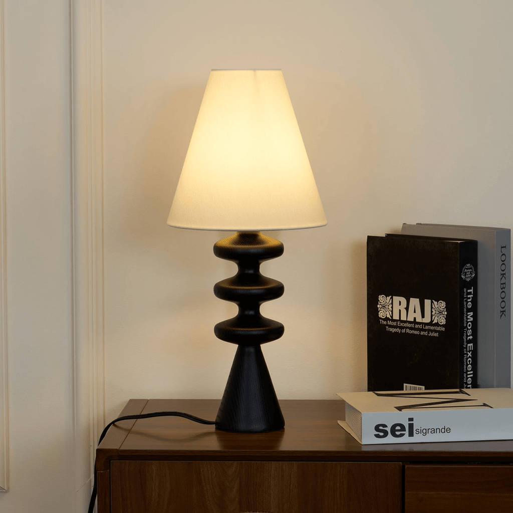 Ripple Sculpted Wood and Fabric Table Lamp - product view 14