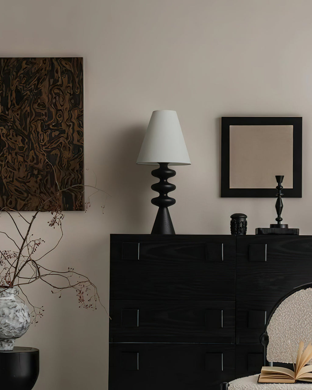 Ripple Sculpted Wood and Fabric Table Lamp - product view 16