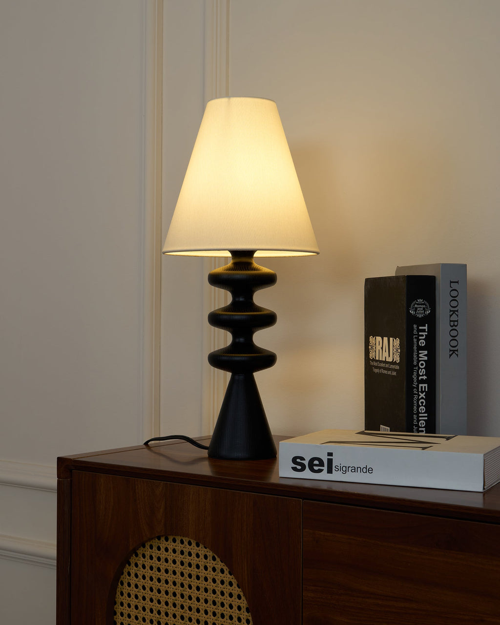 Ripple Sculpted Wood and Fabric Table Lamp - product view 28