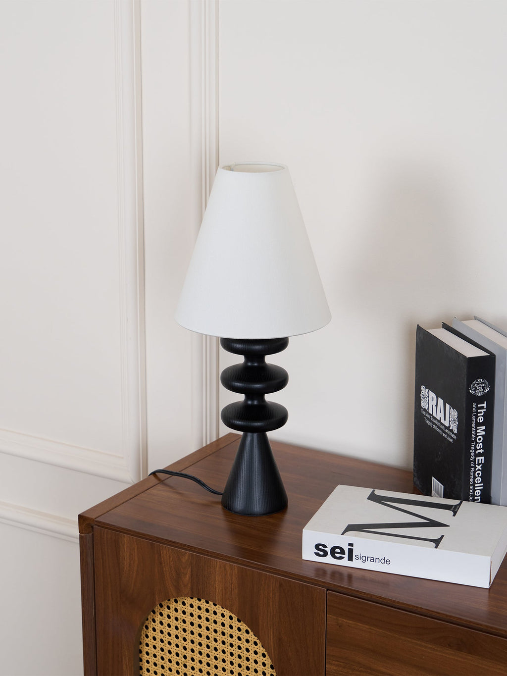 Ripple Sculpted Wood and Fabric Table Lamp - product view 31