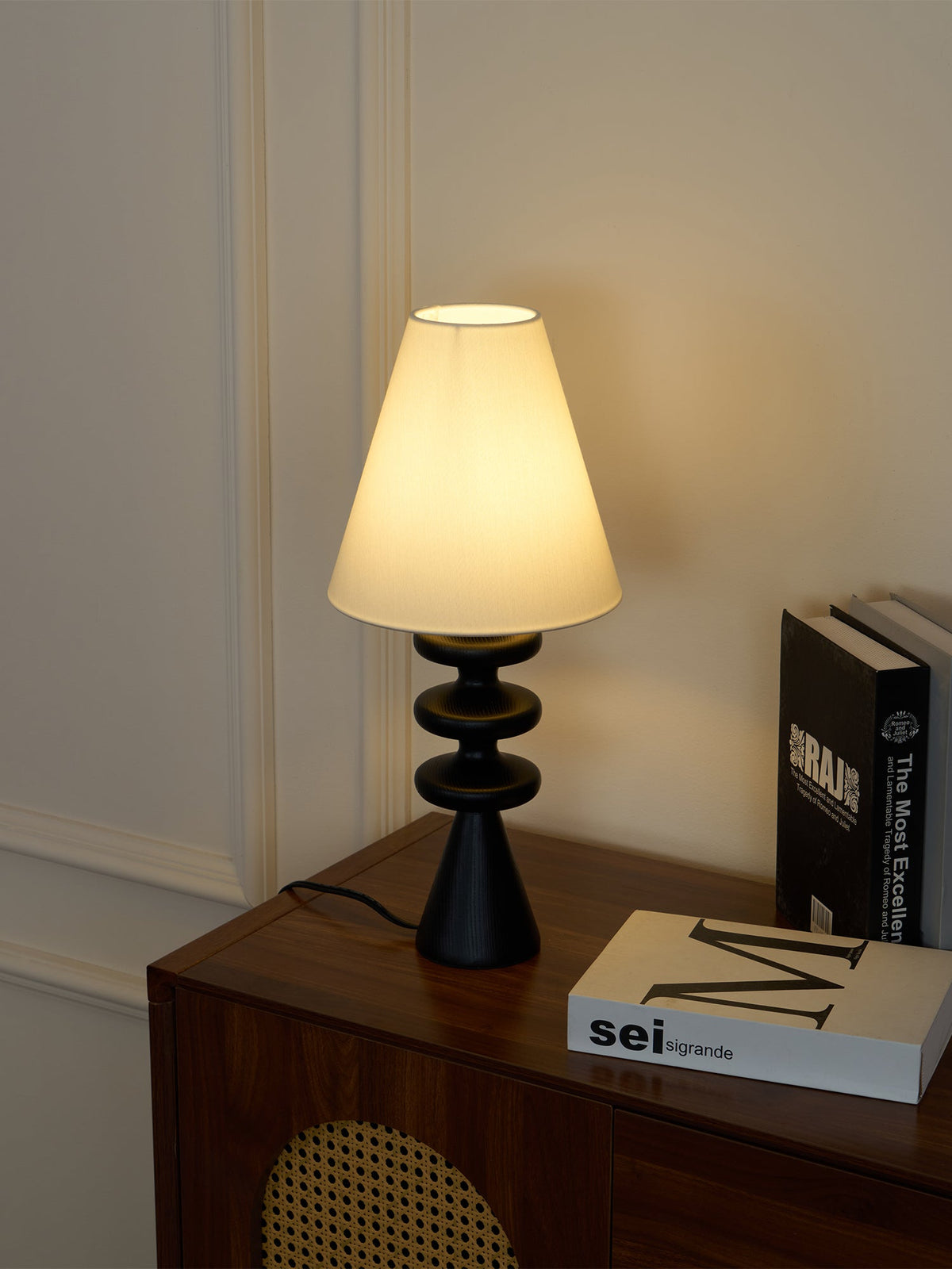 Ripple Sculpted Wood and Fabric Table Lamp - product view 32