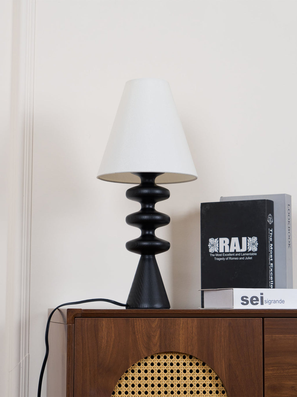 Ripple Sculpted Wood and Fabric Table Lamp - product view 33