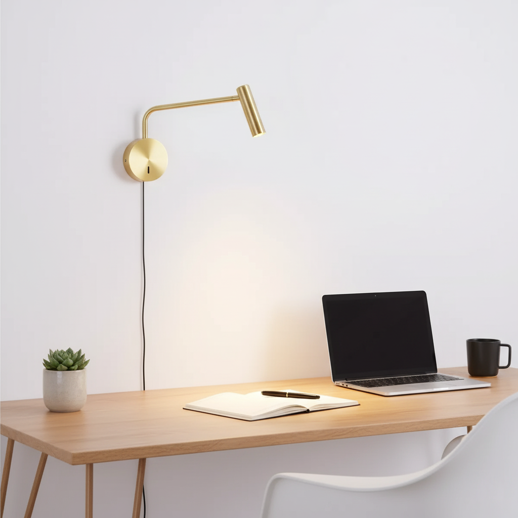 Riven Pivot LED Plug-In Reading Wall Lamp — product, finish and specification view 7