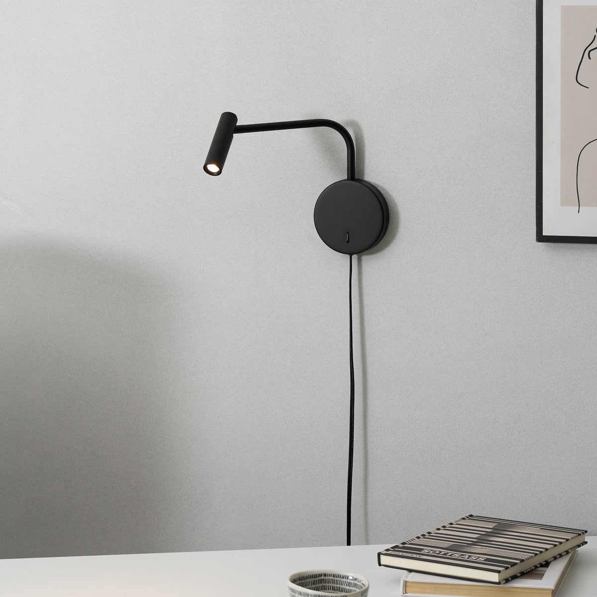 Riven Pivot LED Plug-In Reading Wall Lamp — product, finish and specification view 11