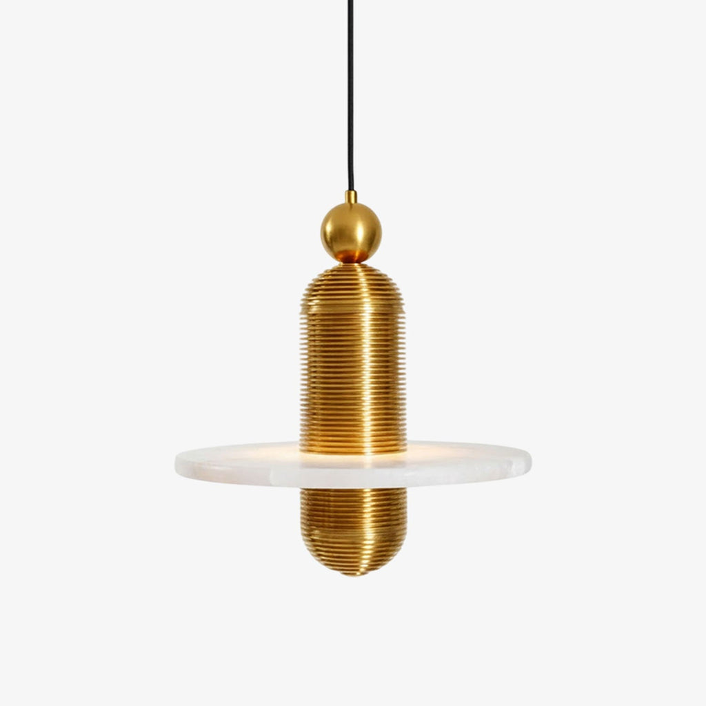 Saturn Alabaster LED Pendant Light – pendant light view 1
