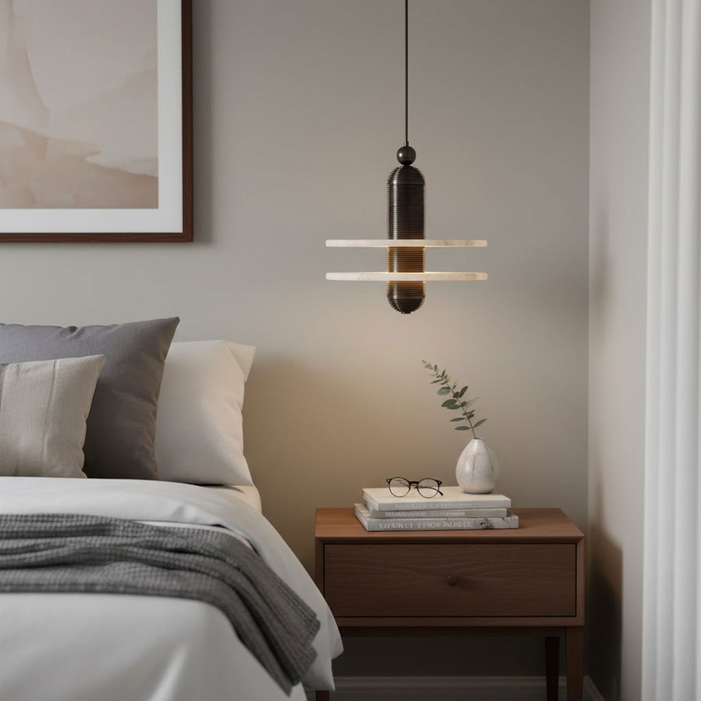 Saturn Alabaster LED Pendant Light – pendant light view 7