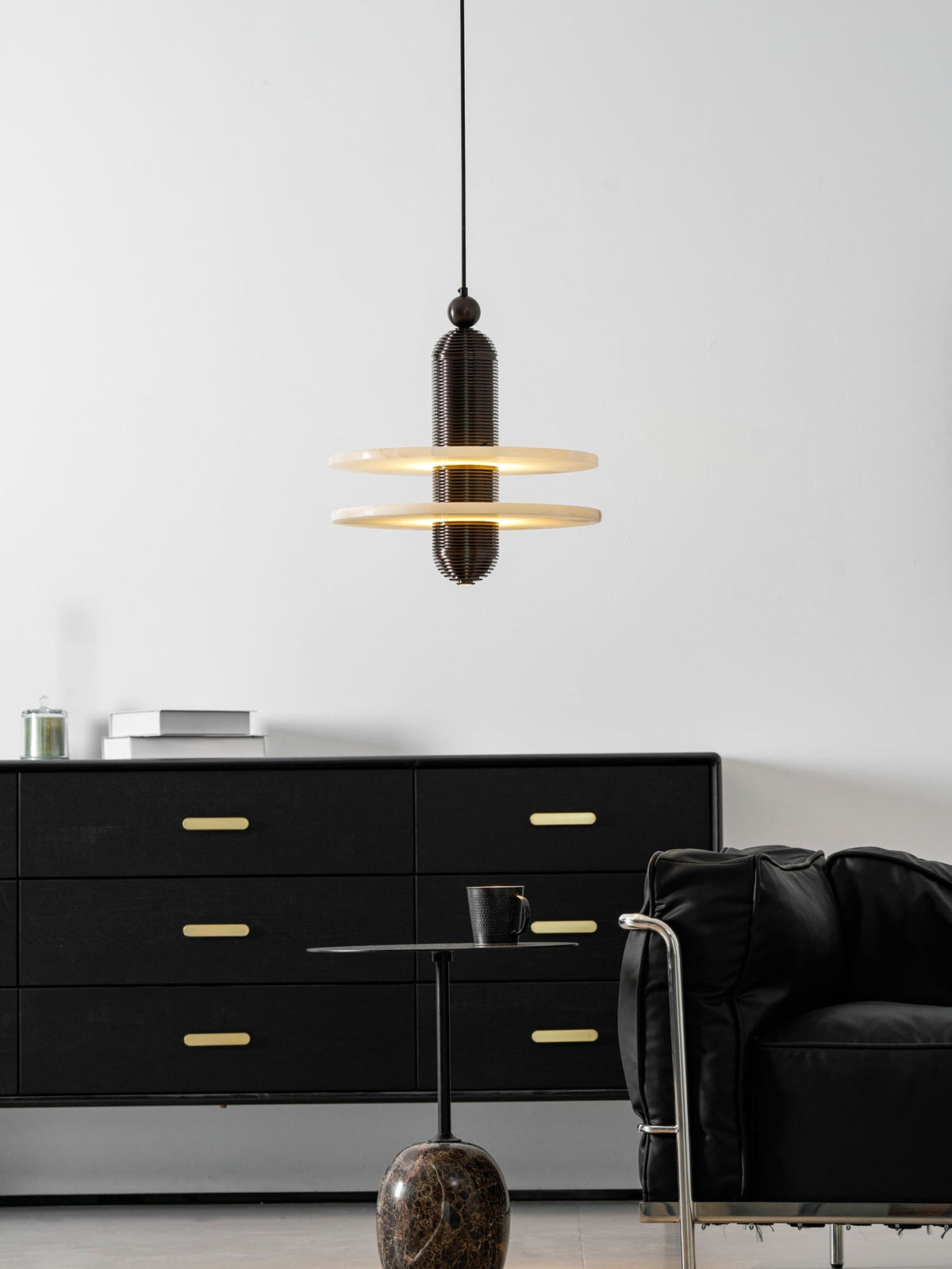 Saturn Alabaster LED Pendant Light – pendant light view 15