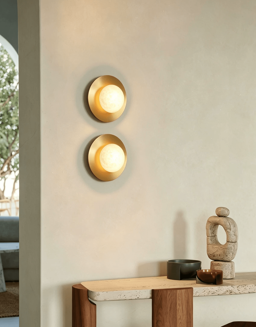 Selene Alabaster Moon LED Wall Sconce – wall sconce view 14