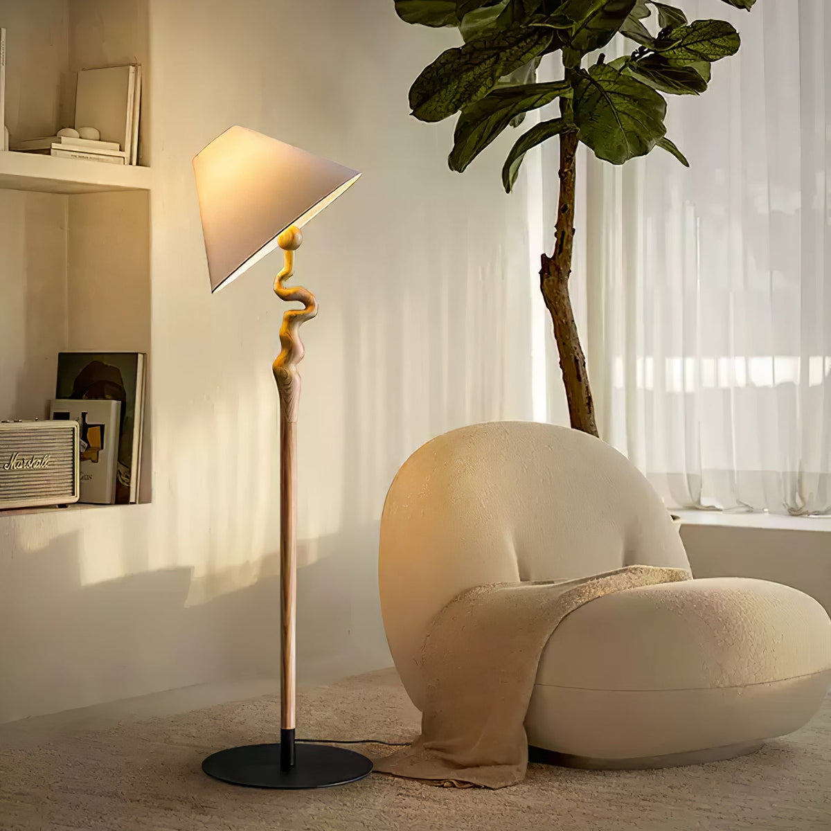 Serpentine Twist Wood Floor Lamp — design and interior detail 2
