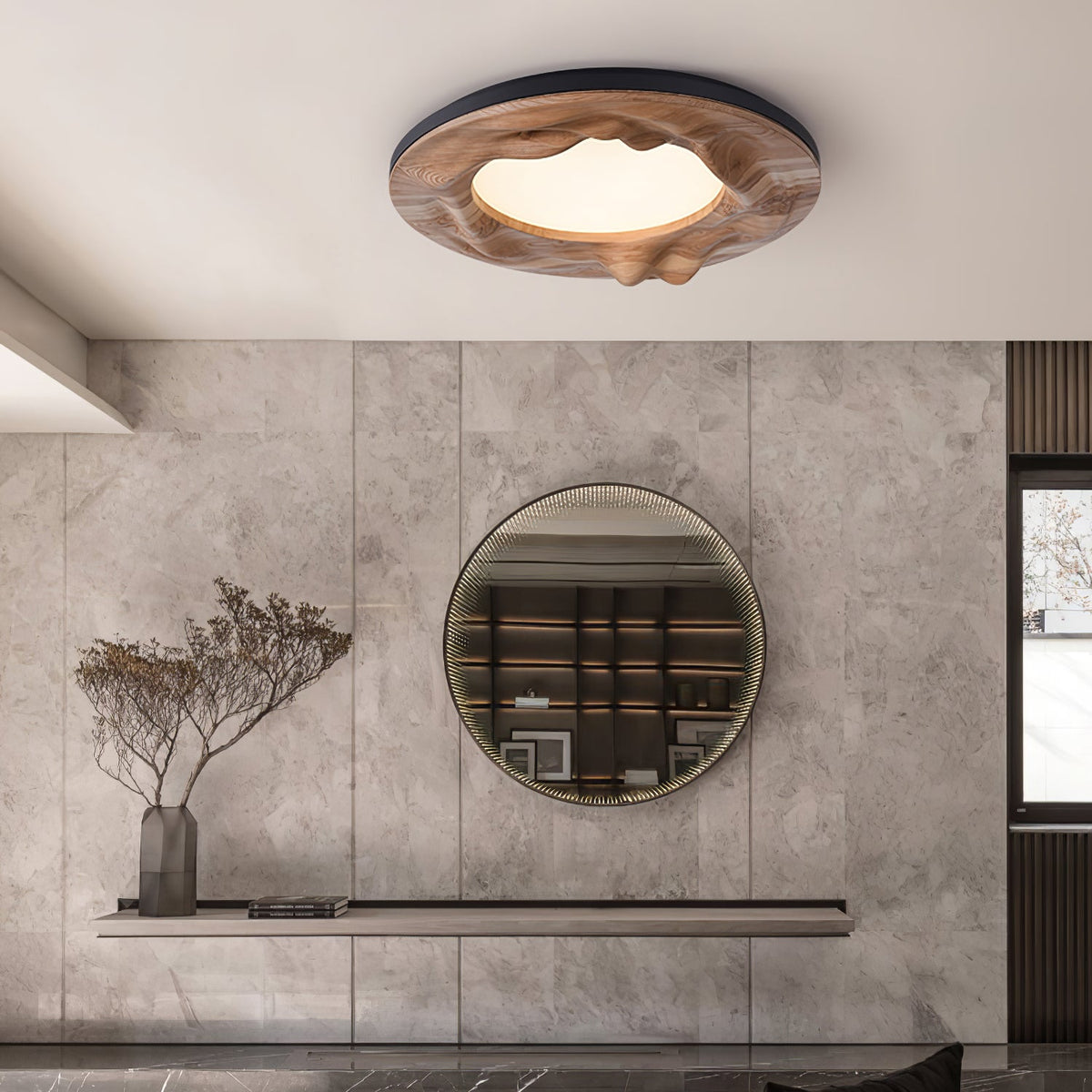 Sky Lake Round Wood LED Ceiling Light - product view 2