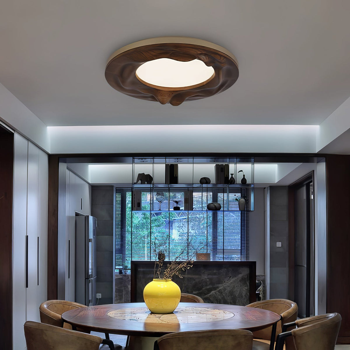 Sky Lake Round Wood LED Ceiling Light - product view 3