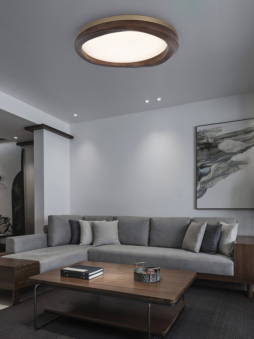 Sky Lake Round Wood LED Ceiling Light - product view 7