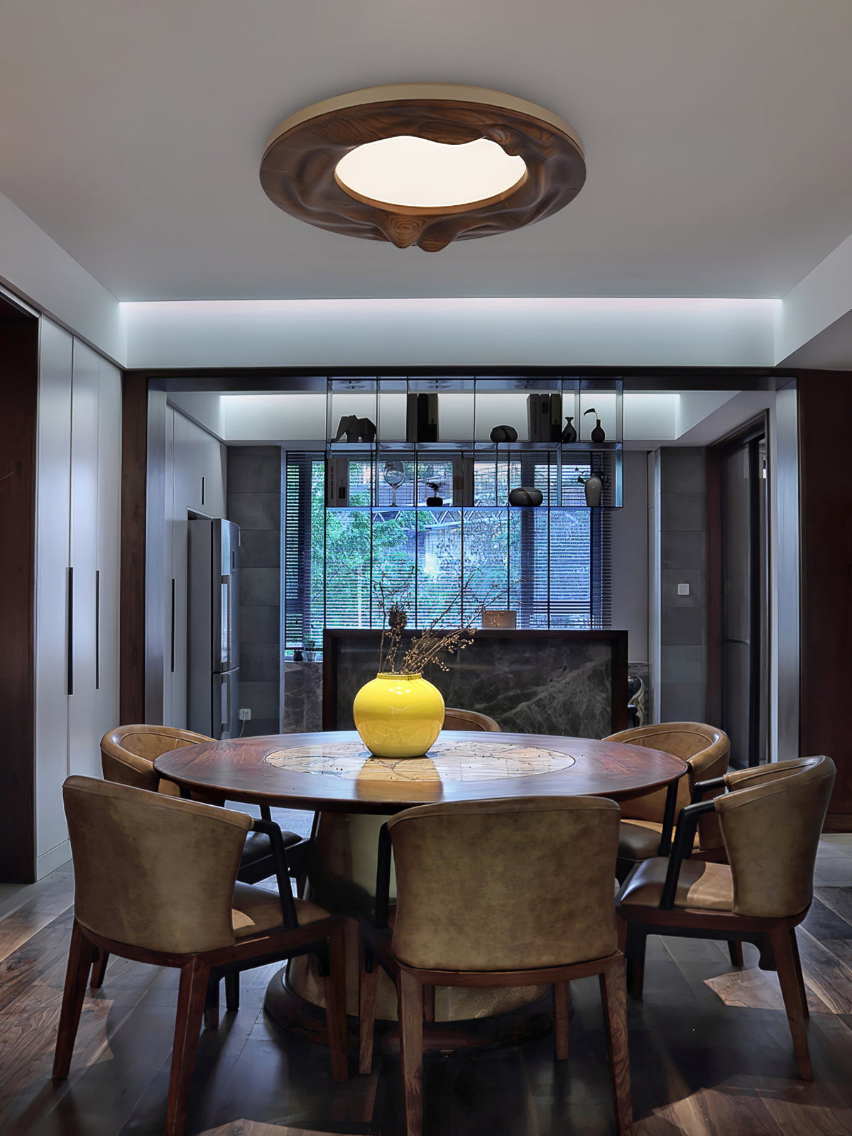 Sky Lake Round Wood LED Ceiling Light - product view 9