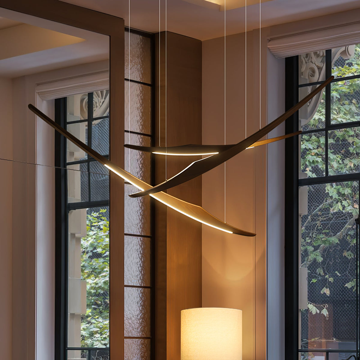 Skytrace Curved Wood LED Pendant Light - product view 2