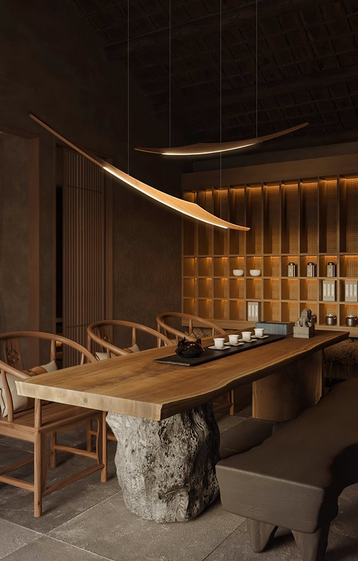 Skytrace Curved Wood LED Pendant Light - product view 18