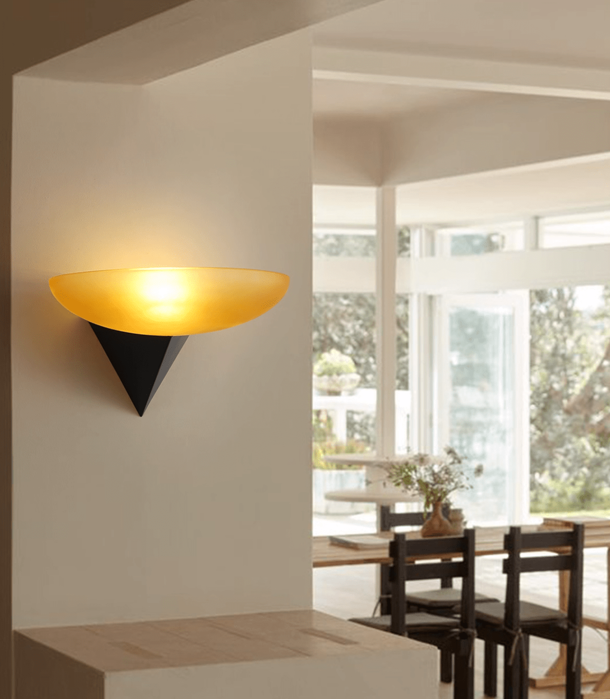 Solenne Half-Moon Glass Wall Light — finish, form and room detail 3