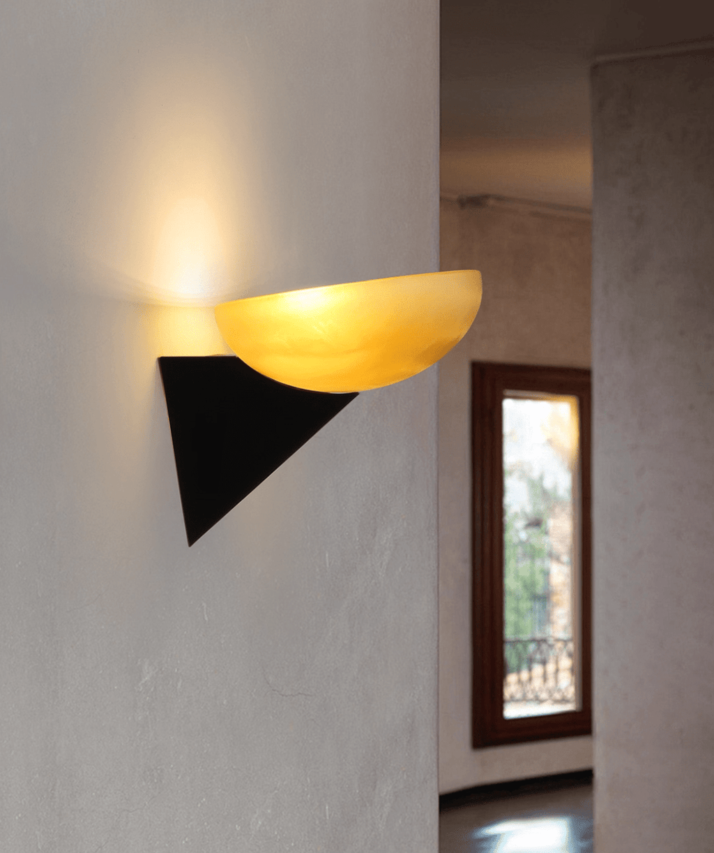 Solenne Half-Moon Glass Wall Light — finish, form and room detail 4