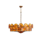 Solerin Floating Disc Glass Chandelier — Amber & Gold