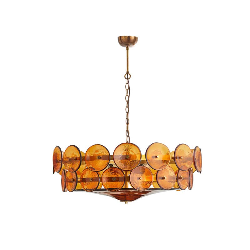 Solerin Floating Disc Glass Chandelier — Amber & Gold