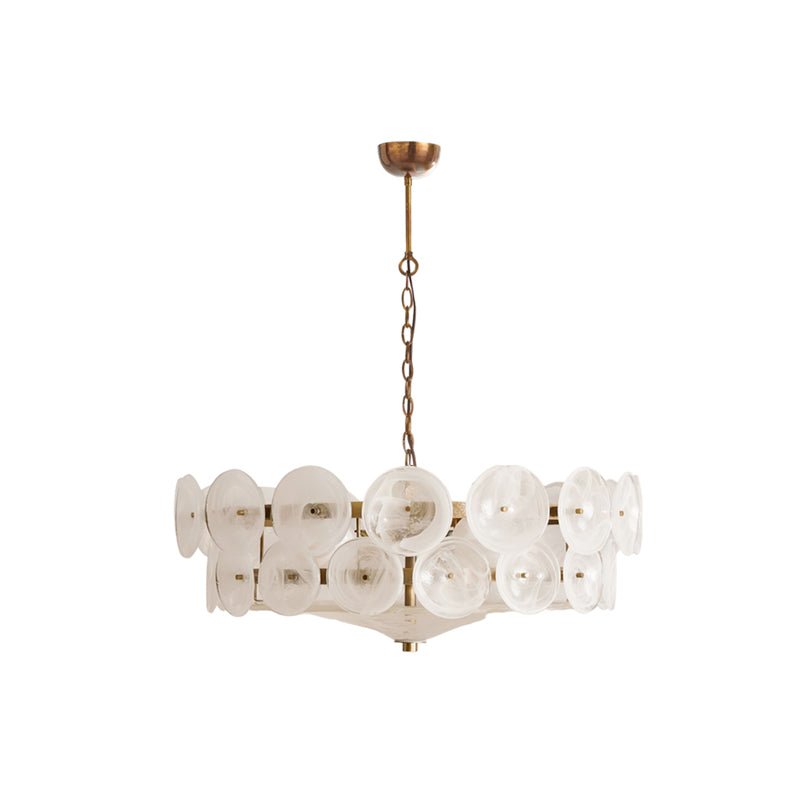 Solerin Floating Disc Glass Chandelier — White & Gold
