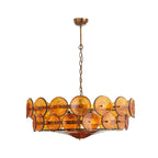 Solerin Floating Disc Glass Chandelier — Amber & Gold