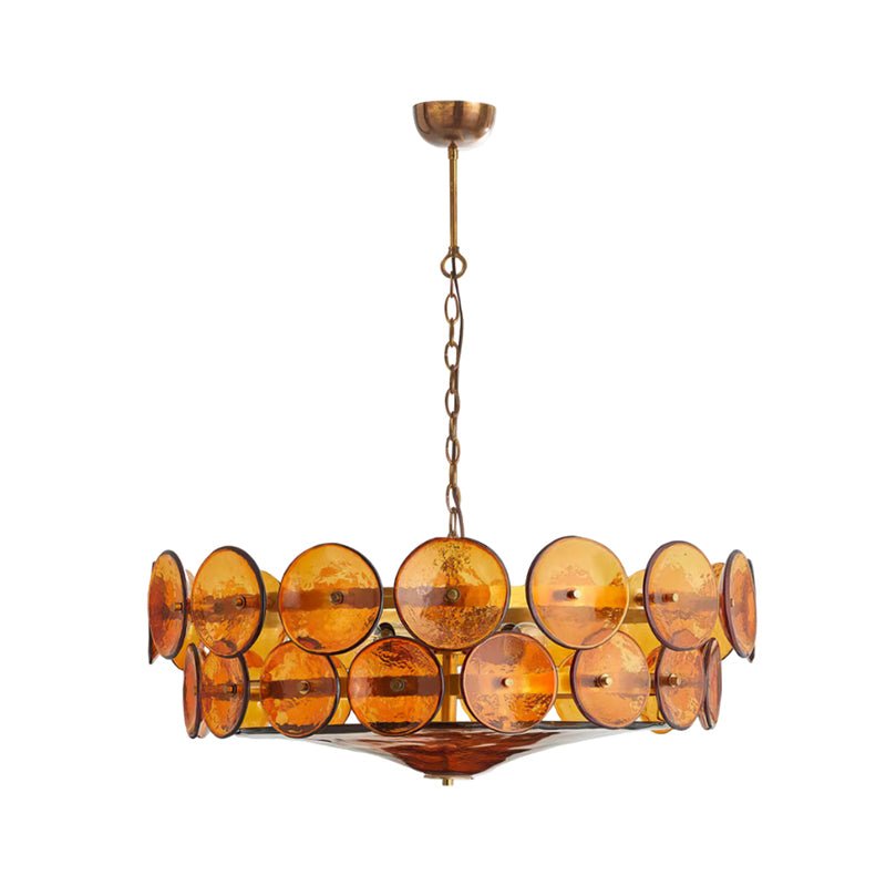 Solerin Floating Disc Glass Chandelier — Amber & Gold