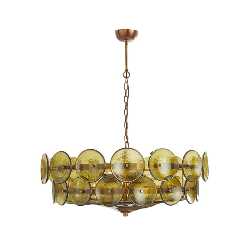 Solerin Floating Disc Glass Chandelier — Green & Gold
