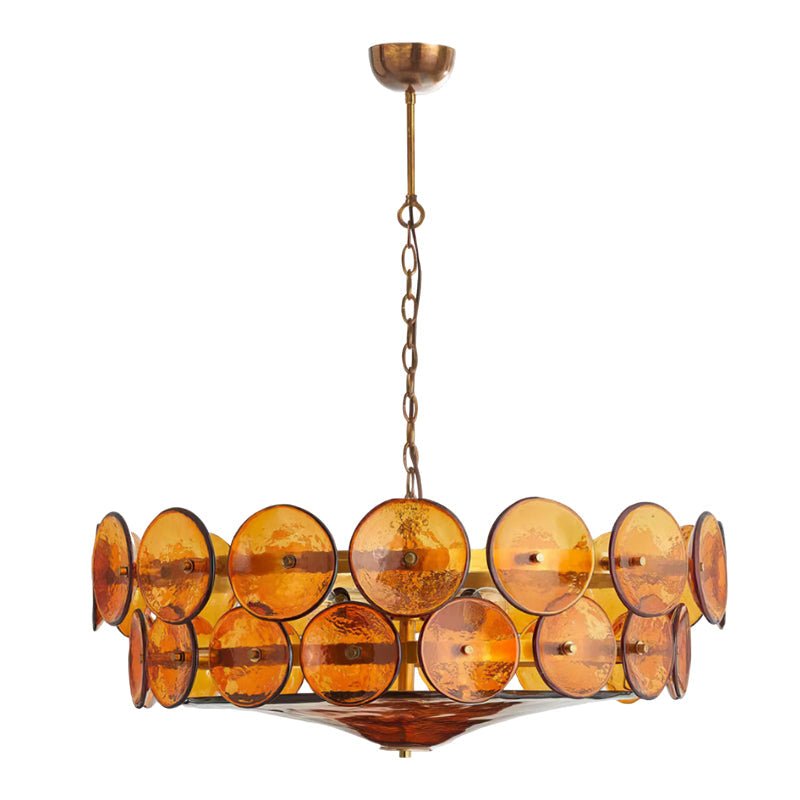 Solerin Floating Disc Glass Chandelier — Amber & Gold