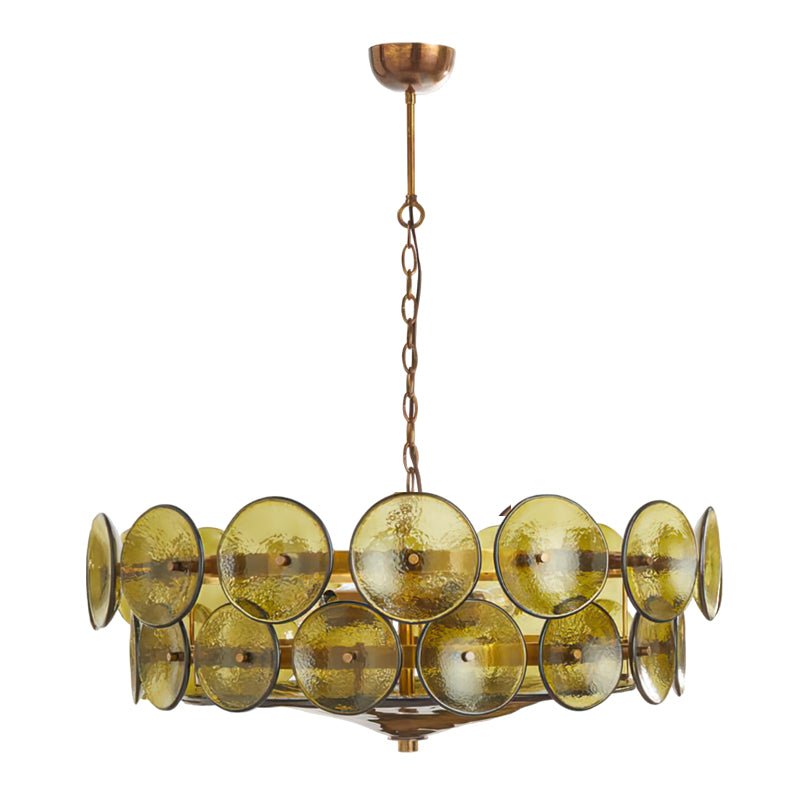Solerin Floating Disc Glass Chandelier — Green & Gold