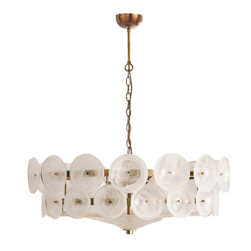 Solerin Floating Disc Glass Chandelier — White & Gold