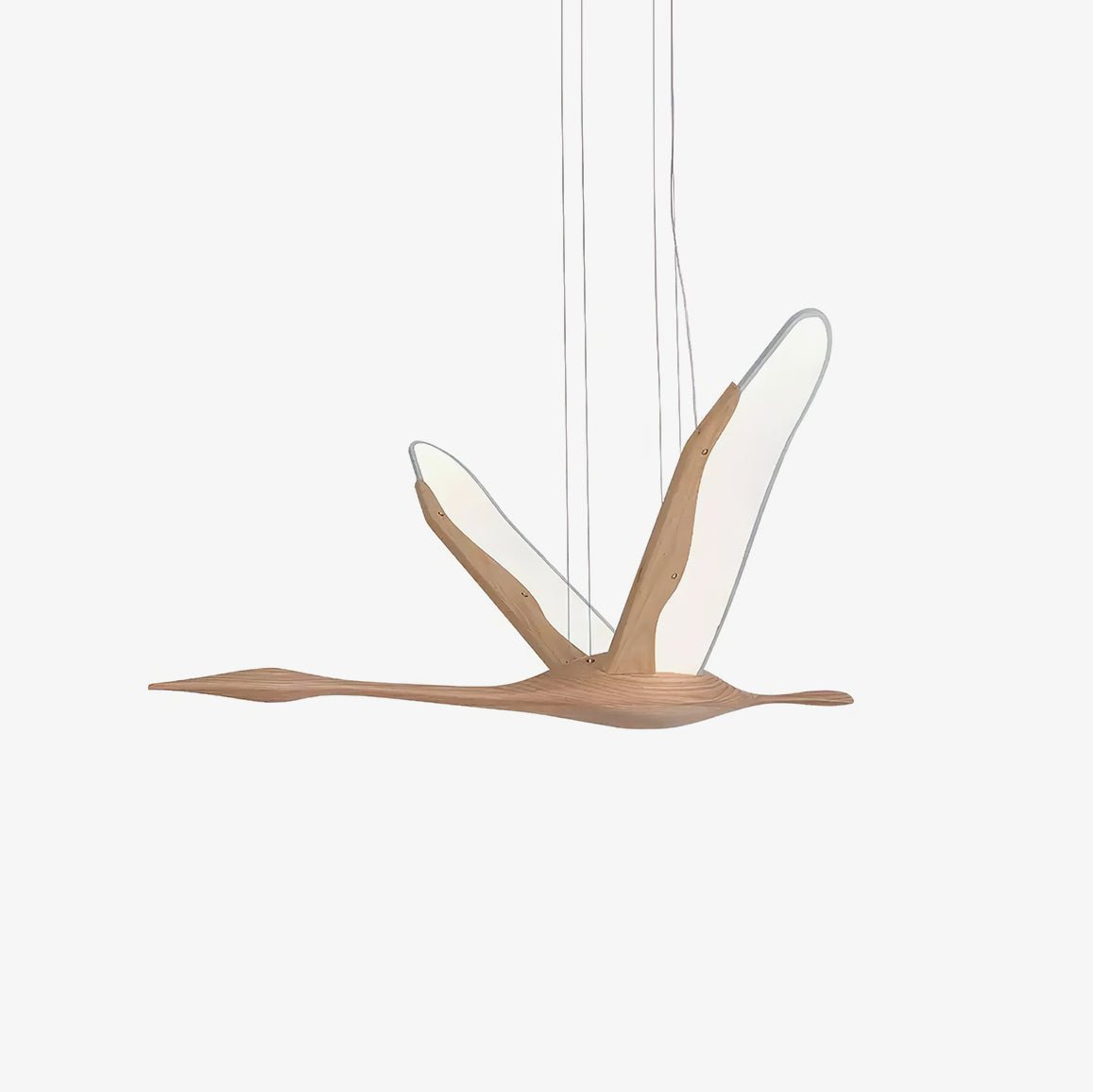 Solitude Crane Sculptural Wood LED Pendant Light - product view 1