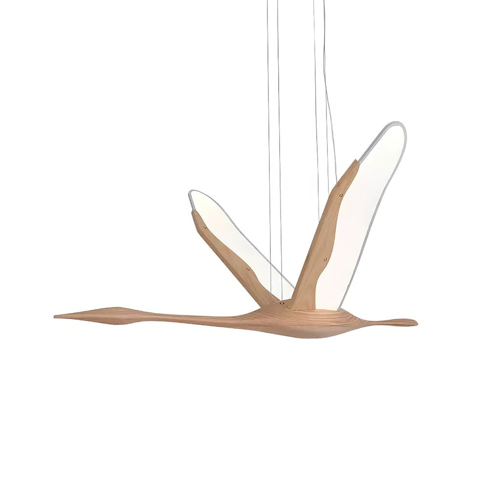 Solitude Crane Sculptural Wood LED Pendant Light - product view 17