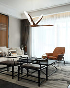 Solitude Crane Sculptural Wood LED Pendant Light - product view 22
