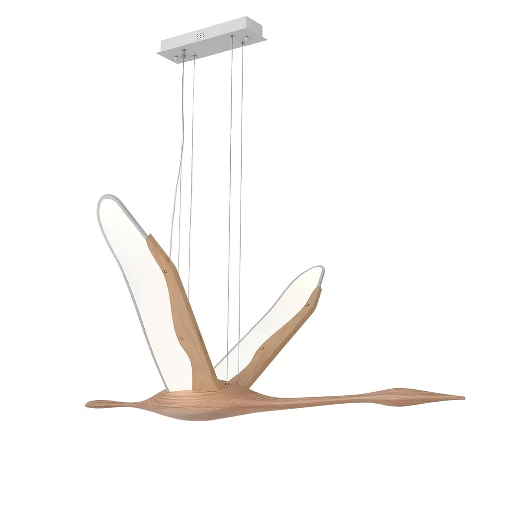 Solitude Crane Sculptural Wood LED Pendant Light - product view 26