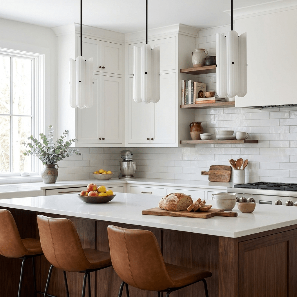 Sorelle Fluted Glass LED Pendant Light — finish, form and room detail 9