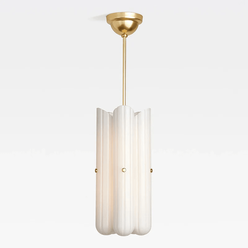Sorelle Fluted Glass LED Pendant Light — finish, form and room detail 12