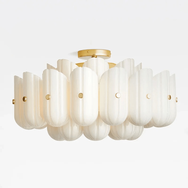 Sorelle Fluted Glass LED Semi-Flush Ceiling Light — finish, form and room detail 10
