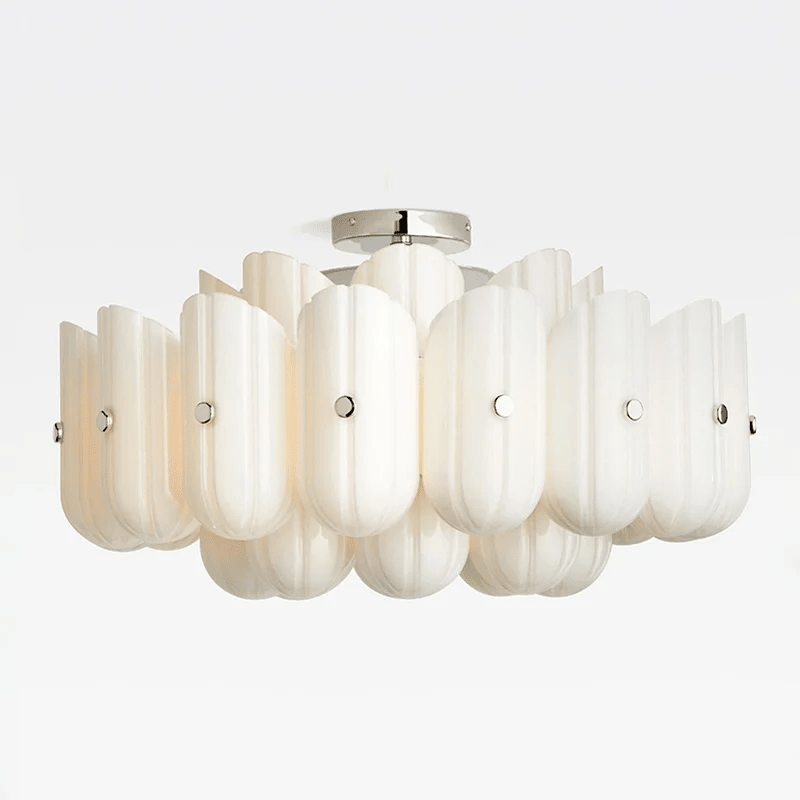 Sorelle Fluted Glass LED Semi-Flush Ceiling Light — finish, form and room detail 12